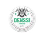 Close-up of Denssi Nicotine Pouches in UAE edition packaging