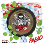 Flat lay of New PABLO Nicotine Pouches with sharp branding