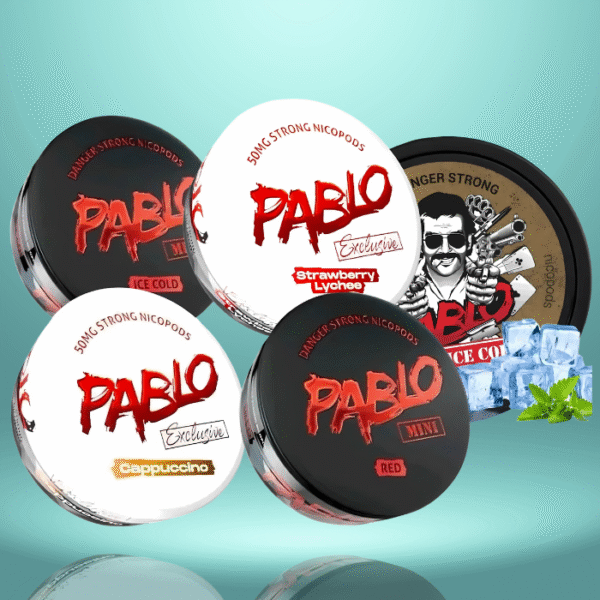 Open New PABLO Nicotine Pouches tin showing inside contents
