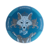 White Fox Nicotine Pouches placed on icy background surface