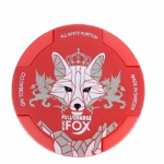 Hand holding White Fox Nicotine Pouches with clear branding