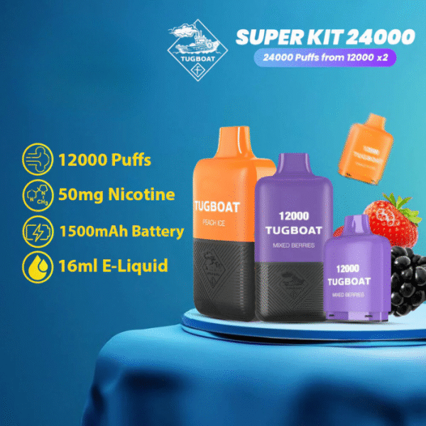 tugboat super kit vape pen 24000 puff nic salt