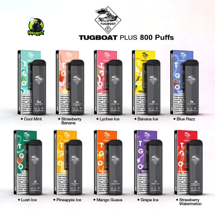 tugboat plus vape 800 puffs nic salt disposable